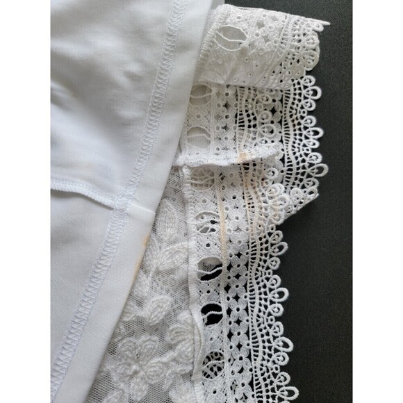 Laundry by Shelli Segal Floral Embroidered Lace Overlay Ruched Sleeve Blouse XS - Picture 5 of 6